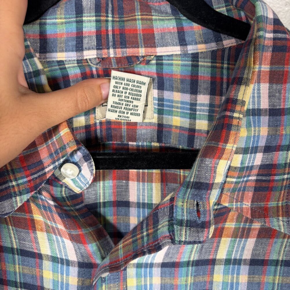 L.L. Bean Multicolor Slightly Fitted Pocket Plaid Short Sleeve Shirt Size XL - Picture 6 of 8